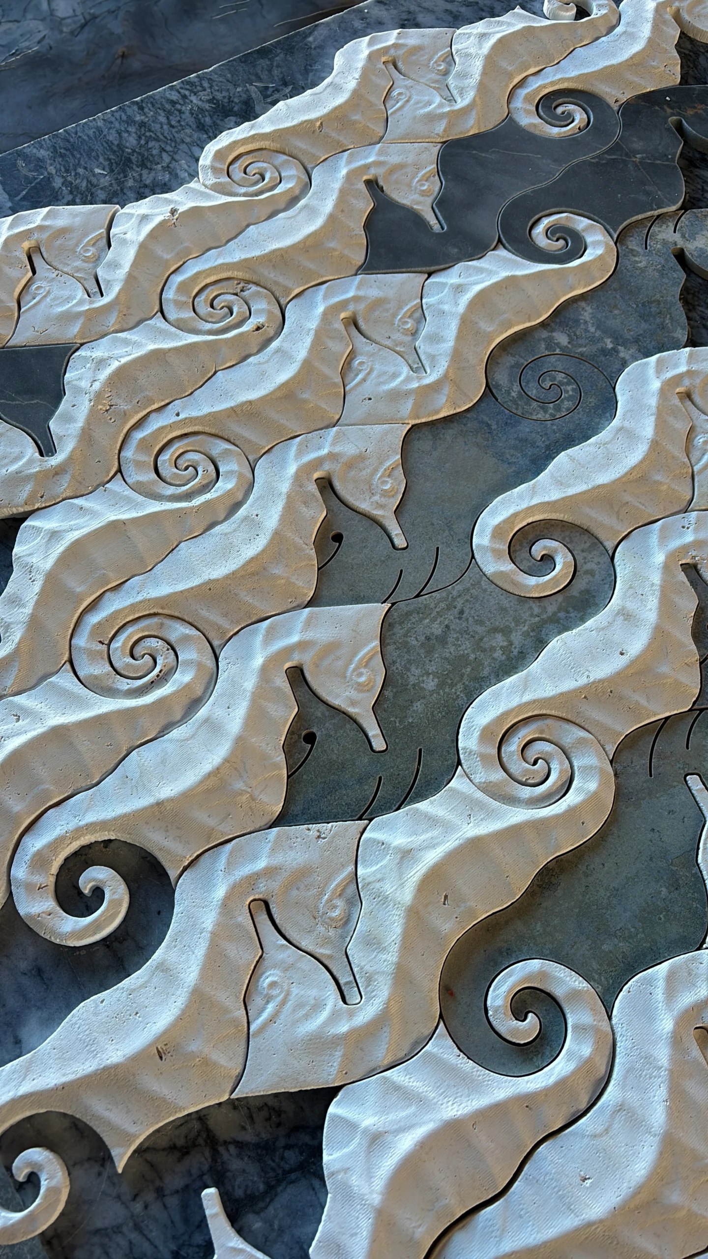 3d seahorse design marble stone tile panel in UAE