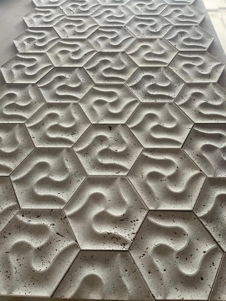 3d hexagonal travertine stone wall tile in UAE