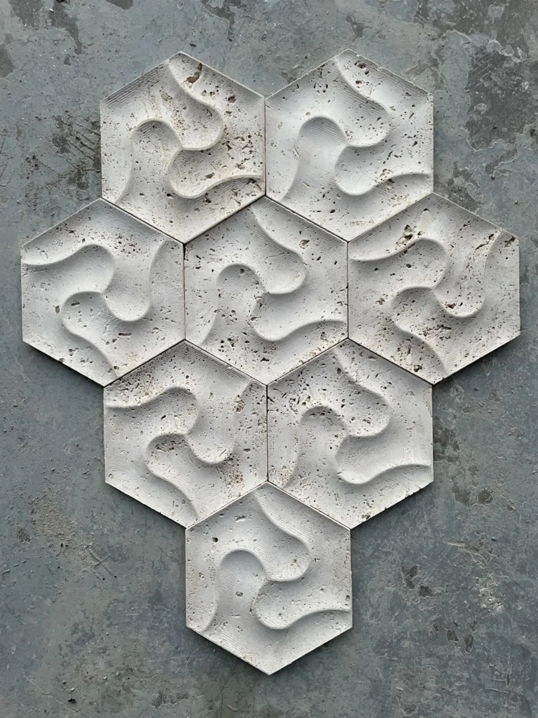 3d hexagonal white marble wall tile in UAE