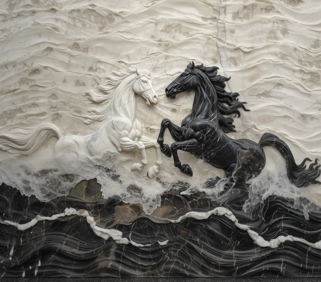 Stone Marble Relief Horses Dubai UAE