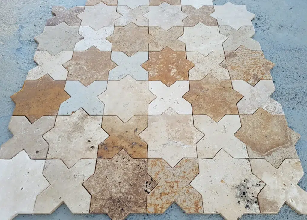 Water Jet Design travertine tiles in Dubai UAE