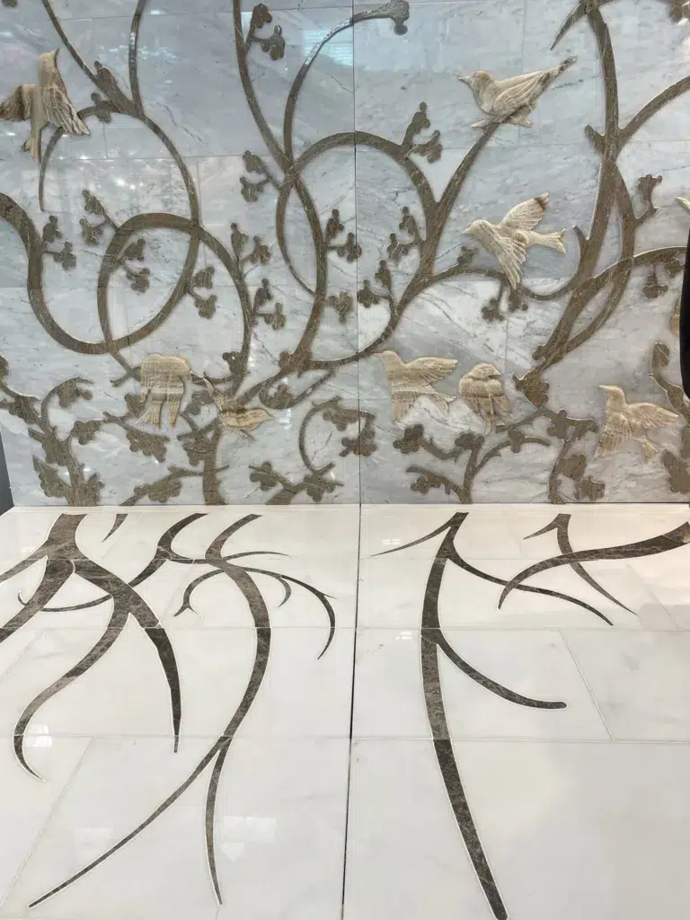 Custom Water Jet Design marble tiles in Dubai UAE